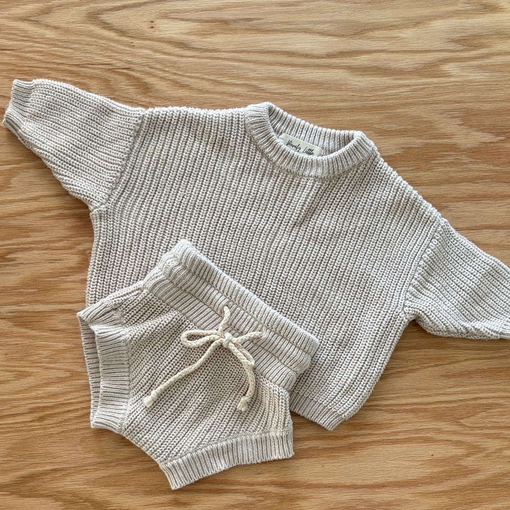 Purely little chunky knit set in oatmeal